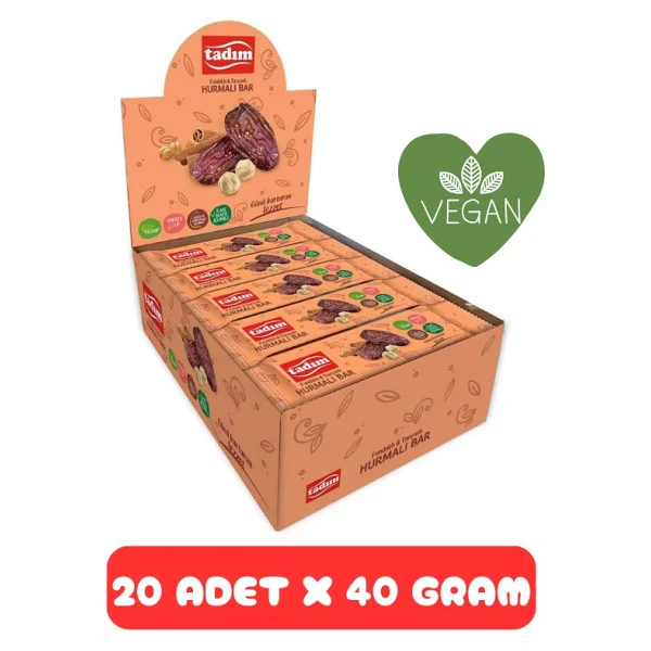Tadım Hurmalı Bar Fındık & Tarçınlı 40 Gr X 20 Adet ( Vegan ) - Görsel 5