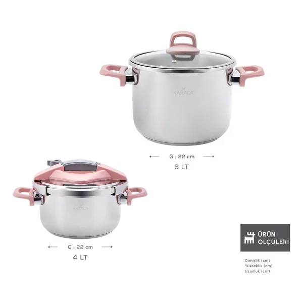 Karaca Perfect 4 Lt + 6 Lt Düdüklü Tencere Seti - Görsel 2