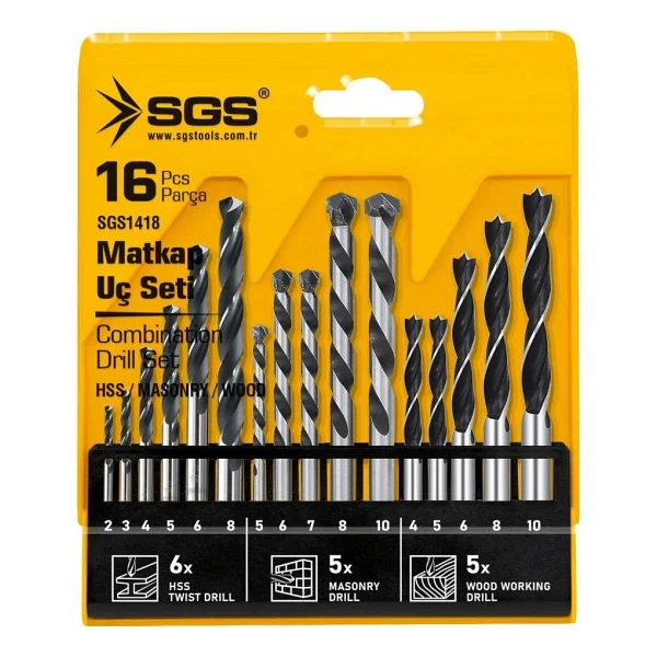 Sgs 16 Parça Ahşap/Metal/Beton Matkap Ucu Seti - Görsel 2