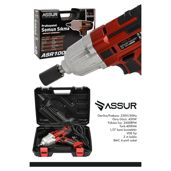 Assur Elektrikli Somun Sıkma Sökme Makinesi 450w - Görsel 3