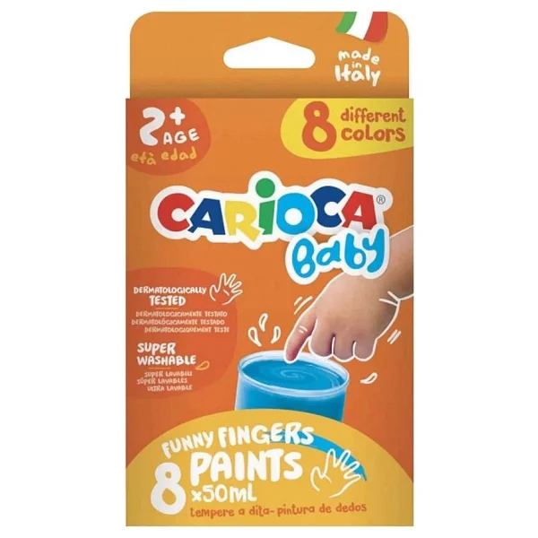 Carioca Baby Süper Yıkanabilir 50 Gr 8'li Parmak Boyası - Görsel 3