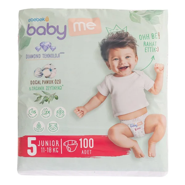 Baby&Me 5 Numara Junior 100 Adet Bebek Bezi - Görsel 9