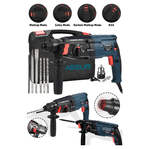 Assur Profesyonel Metal Şanzıman Kırıcı Delici Hilti Darbeli Matkap 2-28mm - Görsel 7