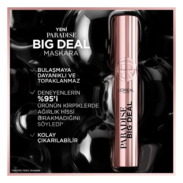 L'oreal Paris Big Deal Paradise Siyah Maskara - Görsel 9