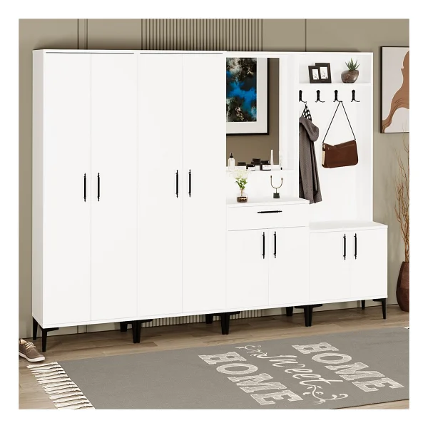 Kalender Dekor Sezen-1-2-3-3 Aynalı Çekmeceli Vestiyer Portmanto Ayakkabılık Szn01 - Görsel 3