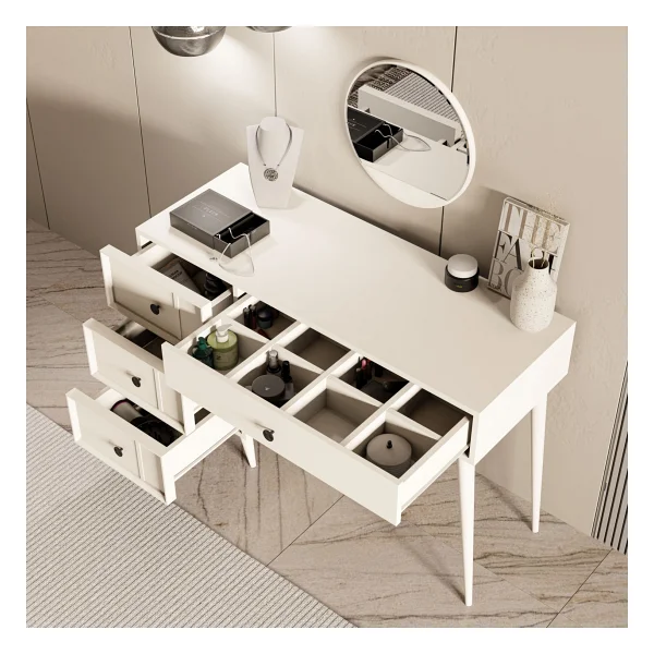 Mezza 2250 Rose Aynalı (Ahşap Ayaklı)Mdf Profil Çerçeveli 4 Çekmeceli 120 Cm Makyaj Masası Beyaz - Görsel 8