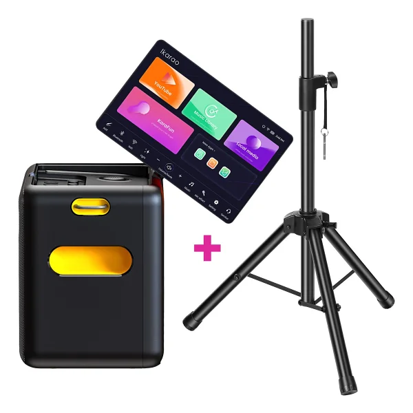 Ikarao Partybox Hoparlör Standlı Break X2 300w Karaoke Bluetooth Hoparlör Seti - Siyah - Görsel 9