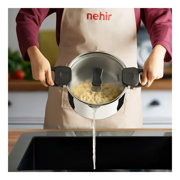 Nehir Roma 22 Cm Süzgeç Kapaklı Çelik Derin Tencere - Görsel 9