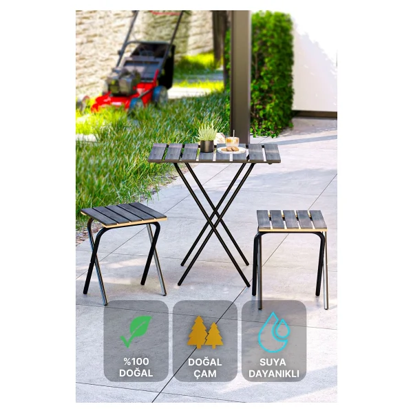 Bino Bistro 40x60 Cm Ahşap Bahçe & Balkon Takımı - Görsel 6