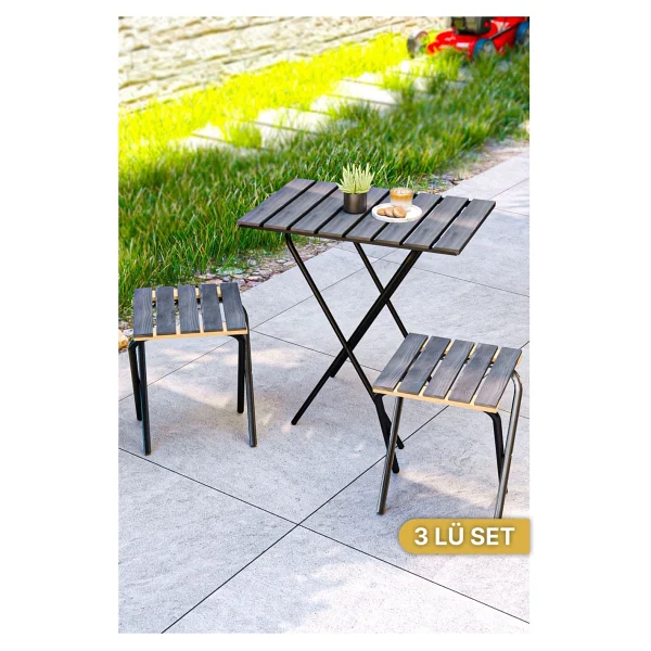 Bino Bistro 40x60 Cm Ahşap Bahçe & Balkon Takımı - Görsel 2