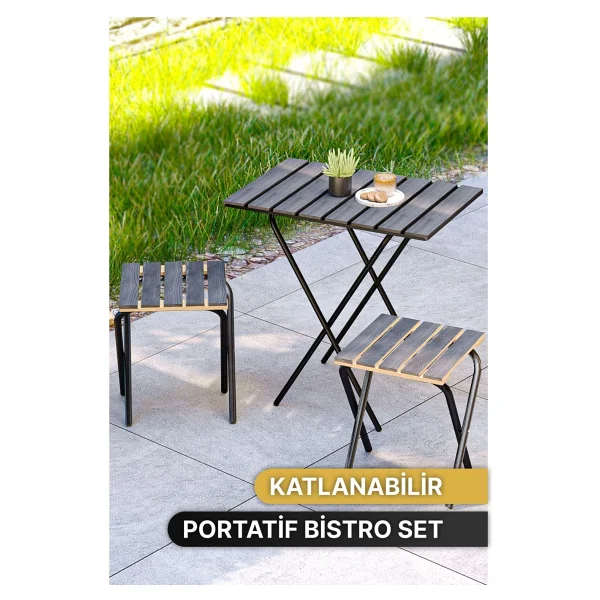 Bino Bistro 40x60 Cm Ahşap Bahçe & Balkon Takımı - Görsel 3