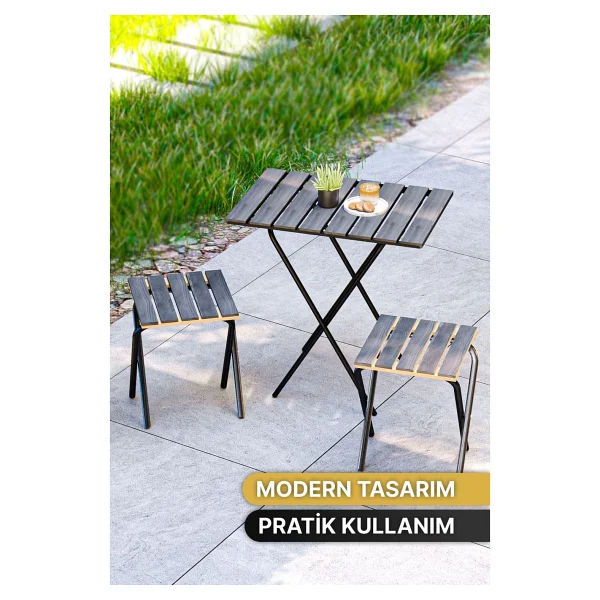 Bino Bistro 40x60 Cm Ahşap Bahçe & Balkon Takımı - Görsel 4