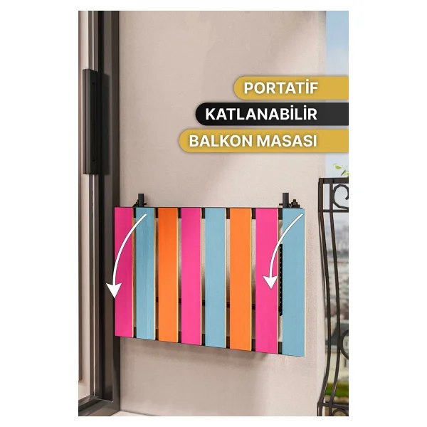 Bino Balkon Bahçe Masası Mutfak Masası Katlanır Duvar Masası Piknik Kamp Masası Dekoratif Şık Ayarlı Masa - Görsel 2