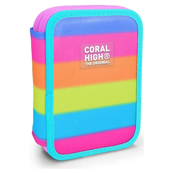 Coral High 11140 Renkli Çizgili Çift Katlı Kalemlik - Görsel 3