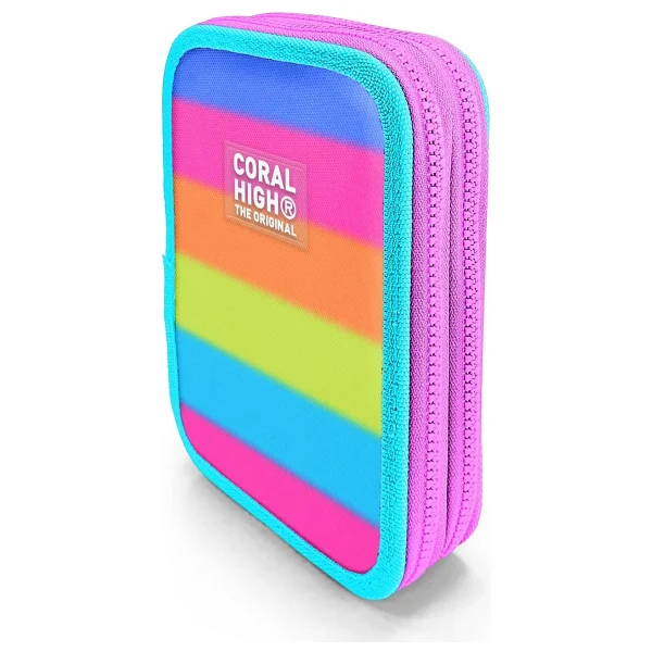 Coral High 11140 Renkli Çizgili Çift Katlı Kalemlik - Görsel 5