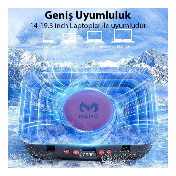 Memo Fl08 RGB 1 Fanlı 19.3" Laptop Soğutucu - Görsel 3