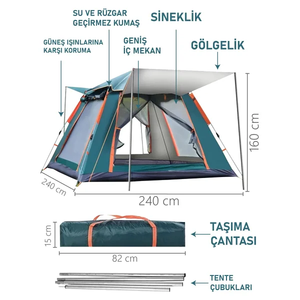 Trend Maison Tenteli 6 Kişilik Otomatik Çadır - Görsel 2