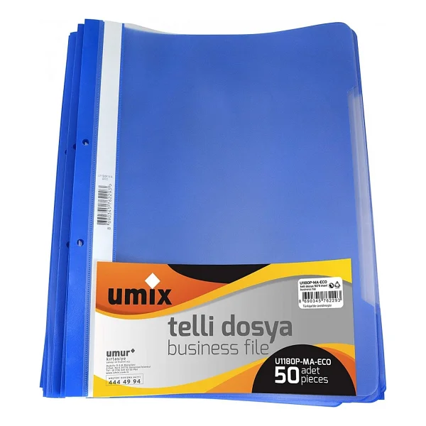 Umix Telli Plastik Dosya Mavi 50 Li 1 Paket - Görsel 7