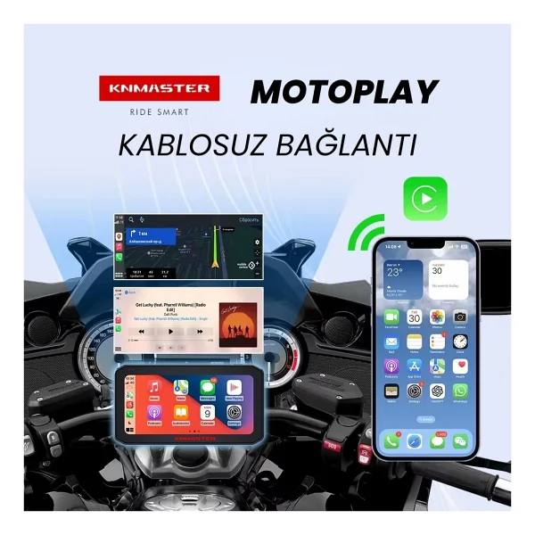 Knmaster Motoplay 1000 - 6.25" Kablosuz Carplay & Android Auto Destekli Motosiklet Multimedya Ekranı - Görsel 5