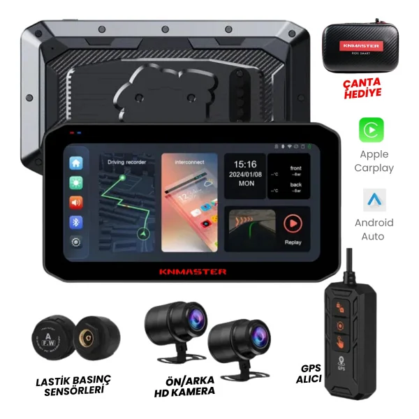 Knmaster Motoplay 2000 - 6.25" 2k Çift Kameralı Kablosuz Carplay & Android Auto Destekli Motosiklet Multimedya Ekranı - Görsel 6