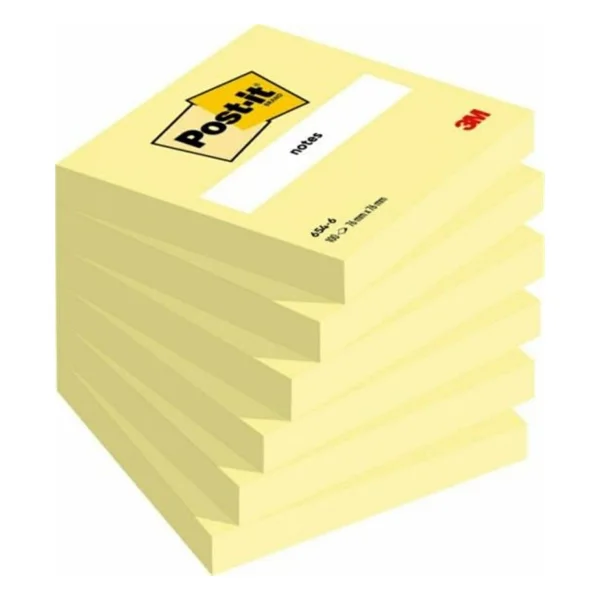 Post-İt 3m Post-It 654 76mmx76mm 100 Yaprak Sarı Not Kağıdı 6 Paket - Görsel 3