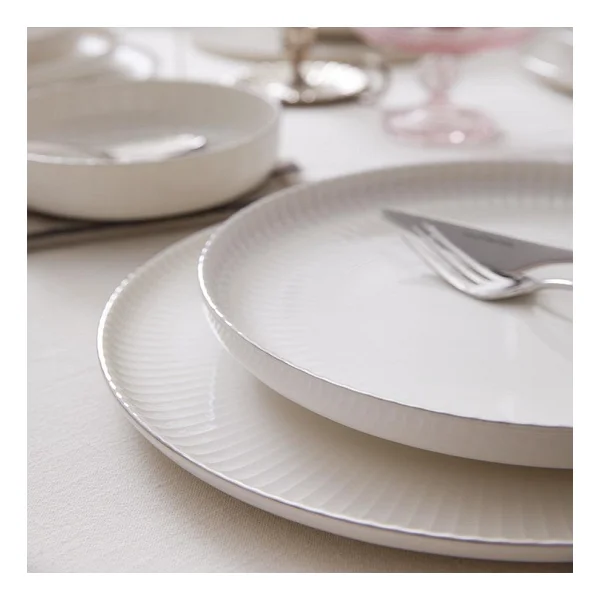 Kütahya Porselen Bone Crest Platin Fileli 48 Parça 12 Kişilik Yemek Takımı - Görsel 2
