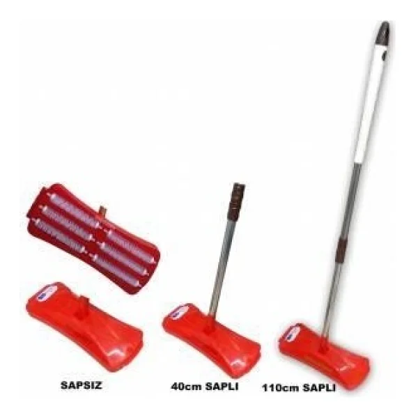 Abnturk Elektrik+Şarj Derdi Yok 110cm Metal Saplı Pratik Halı Süpürgesi 6 Döner Fırçalı Gırgır Plastik Hazne - Görsel 6