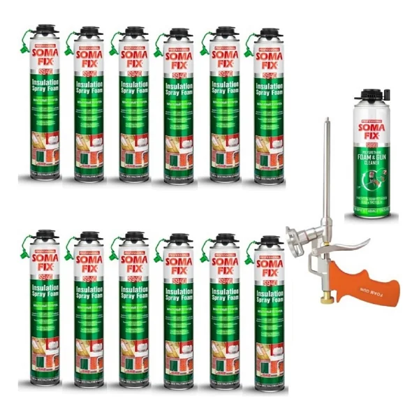 Somafix 12 Ad 850 Ml Somafix Tabancalı Isı Ses Yalıtım Köpüğü Köpük Tabancası Köpük Temizleyicisi Seti - 1 Adet - Görsel 9
