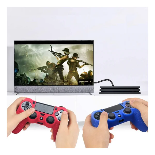 Cosmostech PS4 Controller Joystick Oyun Kolu Gamepad Uyumlu - Silikon Koruyucu Cover Mavi - Görsel 4