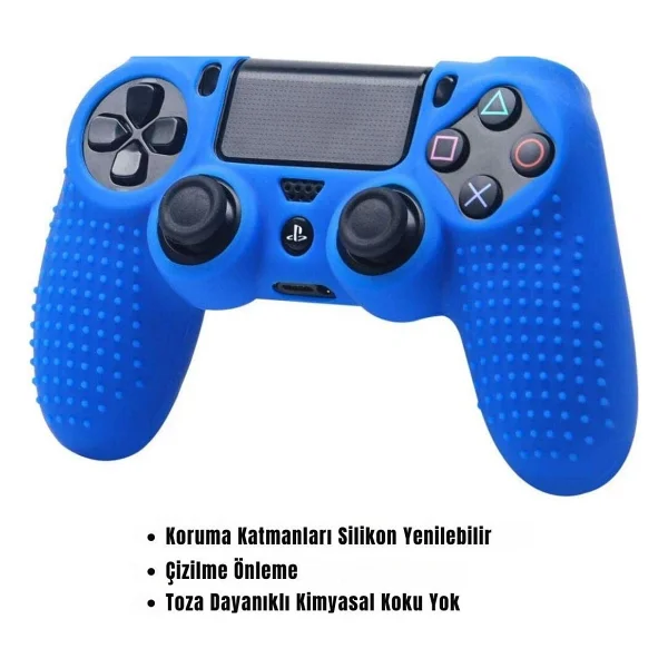 Cosmostech PS4 Controller Joystick Oyun Kolu Gamepad Uyumlu - Silikon Koruyucu Cover Mavi - Görsel 5
