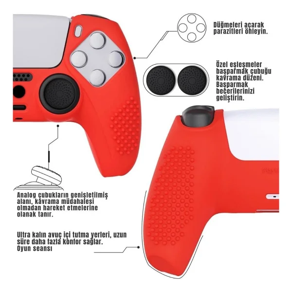 Cosmostech PS5 Controller Joystick Oyun Kolu Gamepad Uyumlu Silikon + 8'li Analog Koruyucu T - Görsel 5