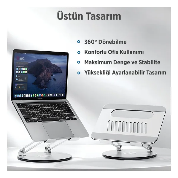 Juo 360° Dönebilen Yükseklik Ayarlı Metal Notebook Laptop Standı - Görsel 9