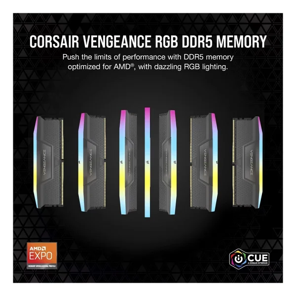 Corsair Vengeance RGB 32 GB (2x16) 6400 MHz Cl36 Cmh32gx5m2b6400z36 DDR5 RAM - Görsel 3