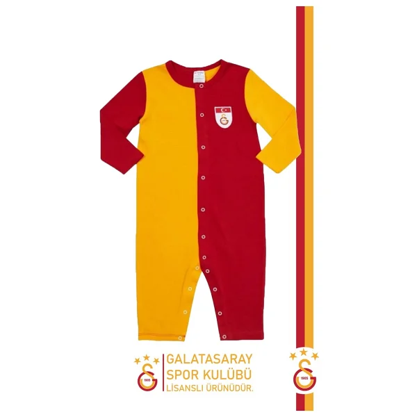 Galatasaray Orijinal Lisanslı Uzun Kol Bebek Tulum Aslan Baskılı Ahşap Kutulu - Görsel 2