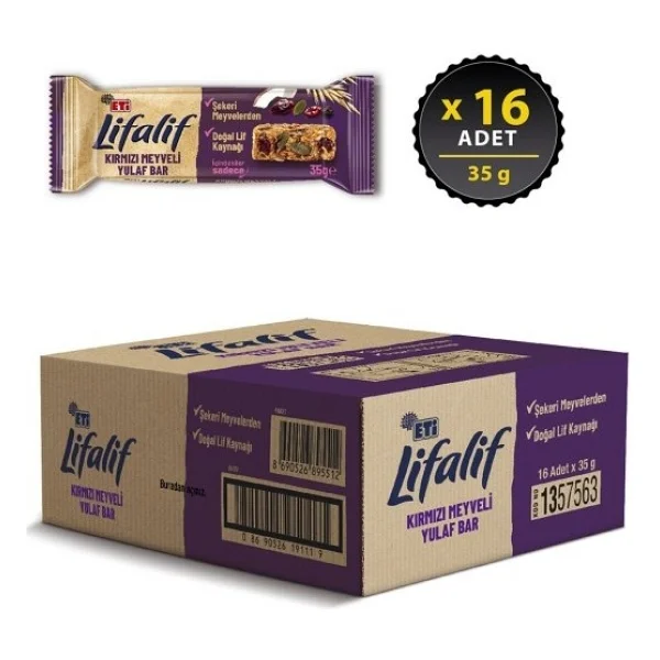 Eti Lifalif Kırmızı Meyveli Yulaf Bar 35 Gr 16'lı - Görsel 6