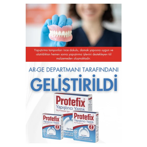 Protefix Üst Çene Diş Protezi Yapıştırıcı Yastık, İpek Dokulu Ve Aromasız, Güçlendirici Etkili, 30 Adet - Görsel 3