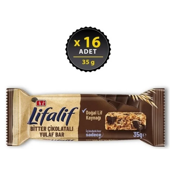 Eti Lifalif Bitter Çikolatalı Yulaf Bar 35 Gr 16'lı - Görsel 5