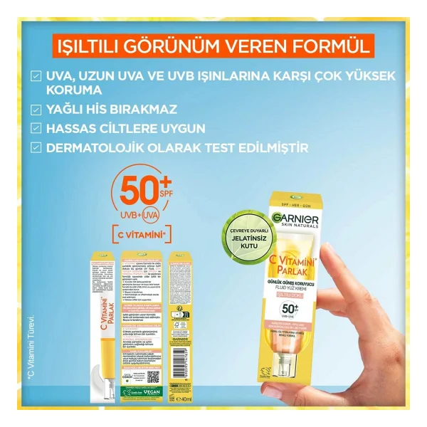 Garnier C Vitamini Işıltılı Doku 40 Ml 50 Faktör Renkli Güneş Kremi - Görsel 5