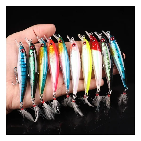 Valkyrie 10 Adet 9cm 7.2gr Tüylü Minnow Rapala Suni Spin Olta Balık Yemi - Görsel 2