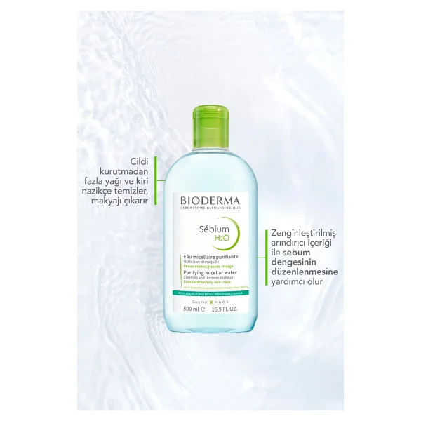 Bioderma Sebium H2O Micellar 500 ml Yüz Temizleme Suyu - Görsel 5