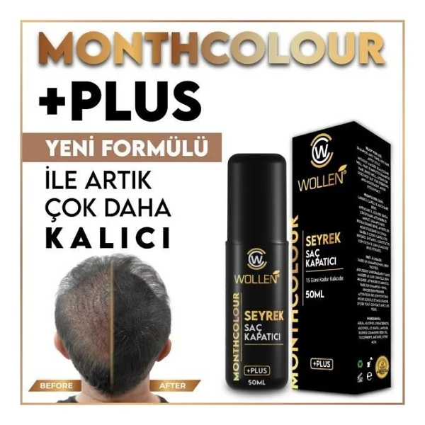 Wollen 50 Ml Seyrek Saç Kapatıcı Dolgunlaştırıcı Sıvı Krem Siyah Renk - Görsel 5