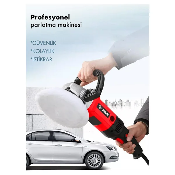 Assur 1200w Polisaj Makinesi Devir Ayarlı 6 Kademeli 180mm Pasta Cila - Görsel 2