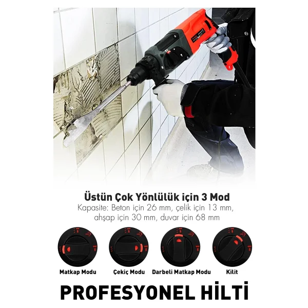 Assur 850w Darbeli Metal Şanzıman Kırıcı Delici Hilti Matkap - Görsel 2