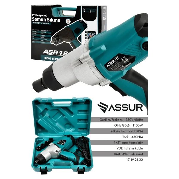 Assur Elektrikli 1100w 450nm Somun Sıkma Sökme Makinesi - Görsel 3