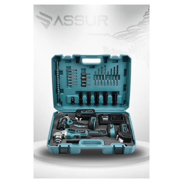 Assur Profesyonel 21v Çift Akülü Kömürsüz 125 Mm Taşlama + Darbeli 450 Nm Somun Sıkma Sökme 2'li Set - Görsel 2