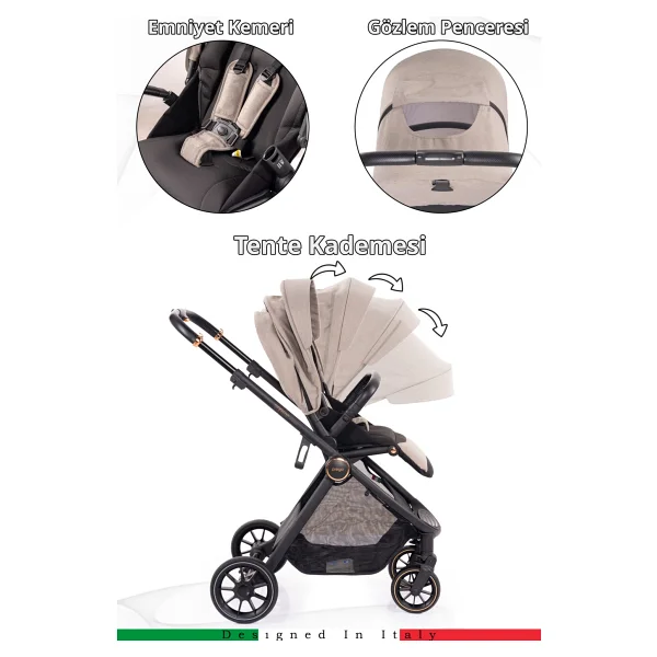 Prego 2029 Venüs Premium Bej Travel Sistem Bebek Arabası - Görsel 6