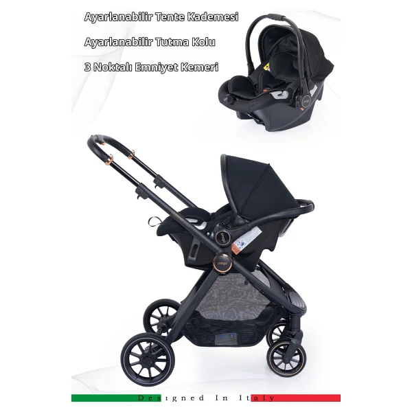 Prego 2029 Venüs Premium Siyah Travel Sistem Bebek Arabası - Görsel 3