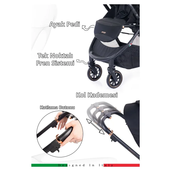 Prego 2029 Venüs Premium Siyah Travel Sistem Bebek Arabası - Görsel 4