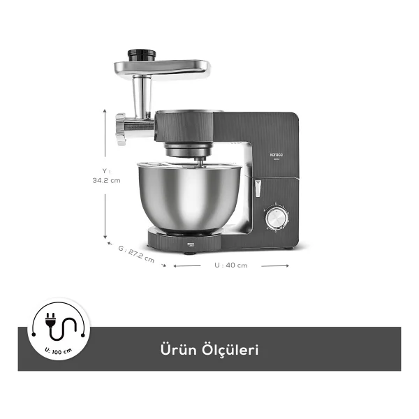Karaca Multichef Ultra 8 Lt Antrasit 2000 W Stand Mikser - Görsel 3