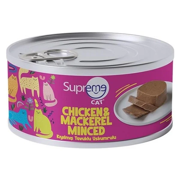 Supreme Cat Tavuklu ve Uskumrulu Kıyılmış Yetişkin Konserve Kedi Maması 85GR 24LÜ - Görsel 2